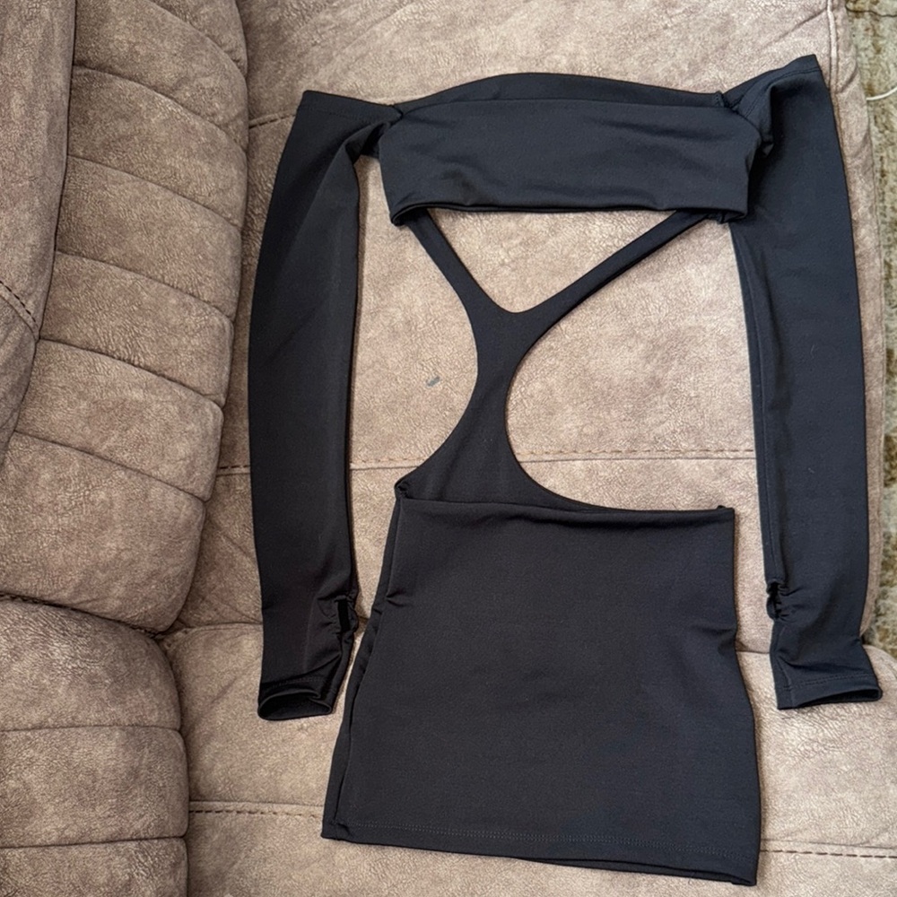 Black Cut-Out Long Sleeve Top